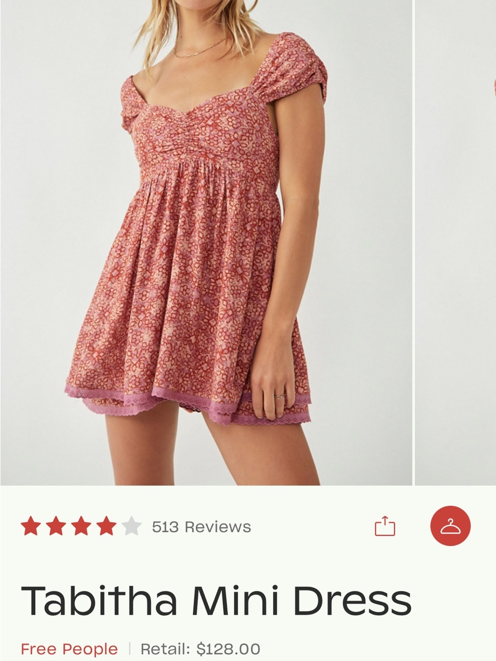 Free People Pink Floral Babydoll Mini Dress